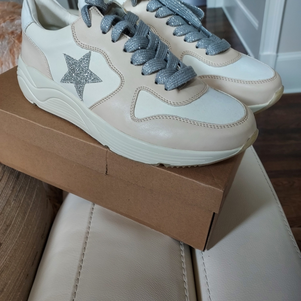 Sole Society Beige and Glitter Sneakers